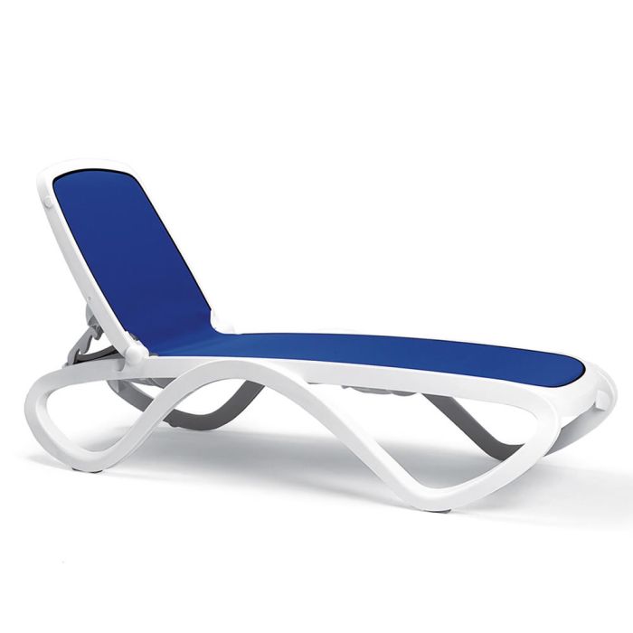 Lettino prendisole Omega di Nardi - Bianco / Tessuto Blu