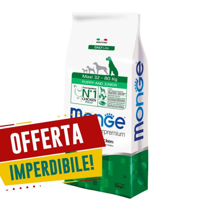 Crocchette Cane Puppy Maxi Pollo | Monge Natural Superpremium | 12 Kg