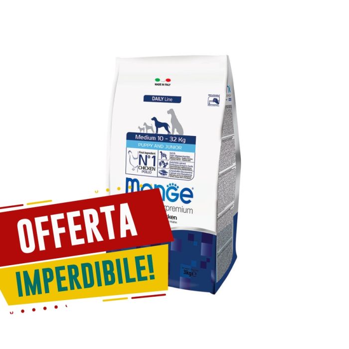 Crocchette Cane Puppy Medium Pollo | Monge Natural Superpremium | 3 kg