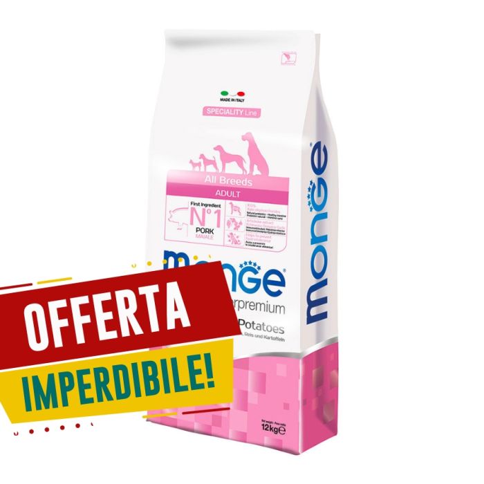 Crocchette Cane All Breeds Adult Manzo con Riso | Monge Monoprotein | 12 kg
