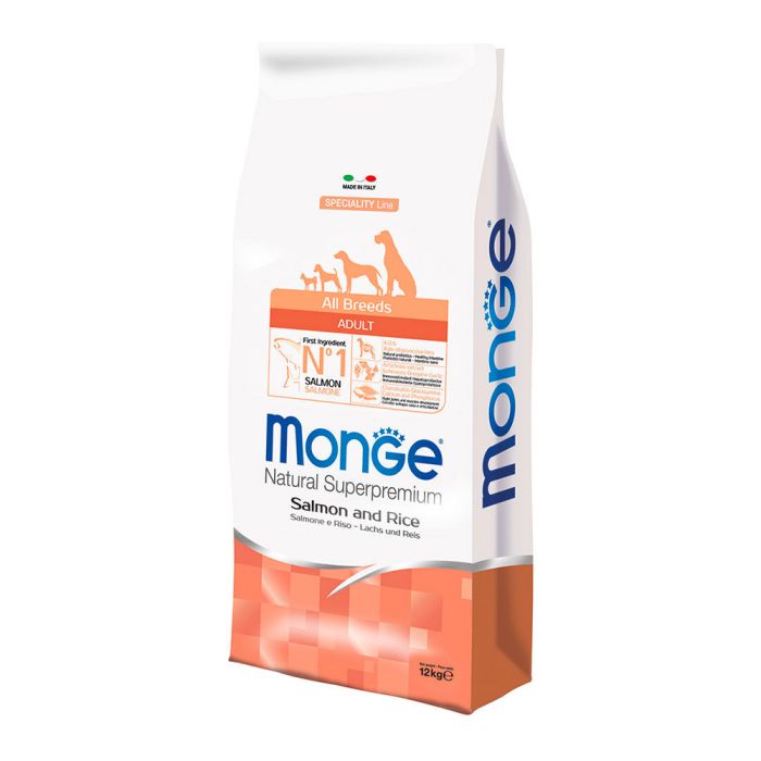 Crocchette Cane All Breeds Adult Salmone Riso | Monge Monoprotein | 12 kg