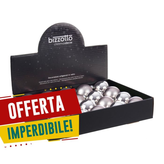 Palline Vetro per albero di Natale Argento Ø60 20 PZ 