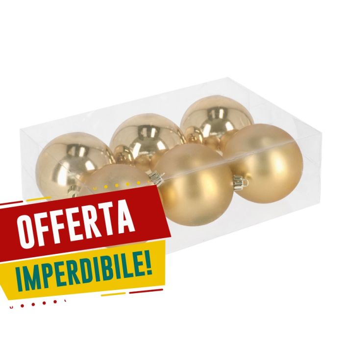Palline Plastica per albero di Natale oro Ø80 6 PZ 