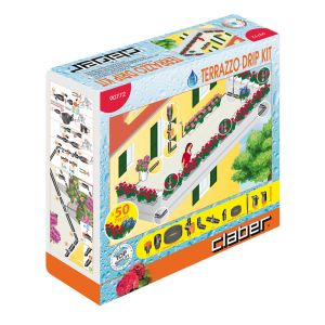 Kit impianto irrigazione a goccia per aiuole e terrazzo Claber 90722