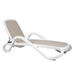 Lettino prendisole Alfa di Nardi - Bianco / Tessuto Tortora