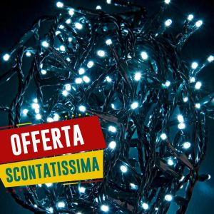 Catena 300 Led Bianco Freddo 3mm Filo Verde