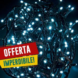 Catena 500 Led Bianco Freddo 3mm Filo Verde