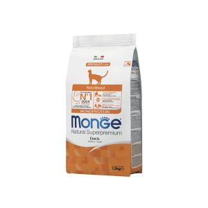 Crocchette Gatto Sterilizzato Anatra | Monge Natural Superpremium | 1,5 kg