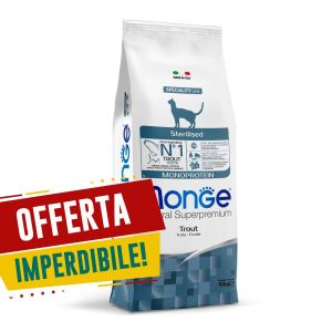 Crocchette Gatto Sterilizzato Trota | Monge Natural Superpremium | 10 kg