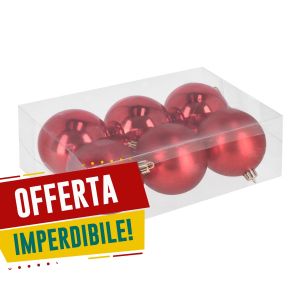 Palline Plastica per albero di Natale Rosse Ø80 6 PZ 