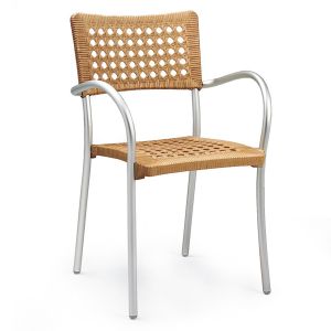 Sedia in paglia sintetica e alluminio Artica di Nardi - Paglia / Anodizzato Argento