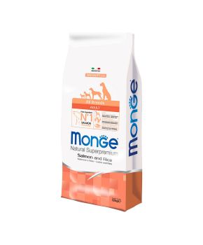 Crocchette Cane All Breeds Adult Salmone Riso | Monge Monoprotein | 12 kg