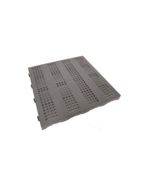 Piastrella forata in plastica ad incastro per esterno e giardino. 40x40cm grigia.