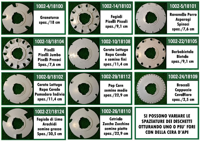 dischi per seminatrice manuale orto
